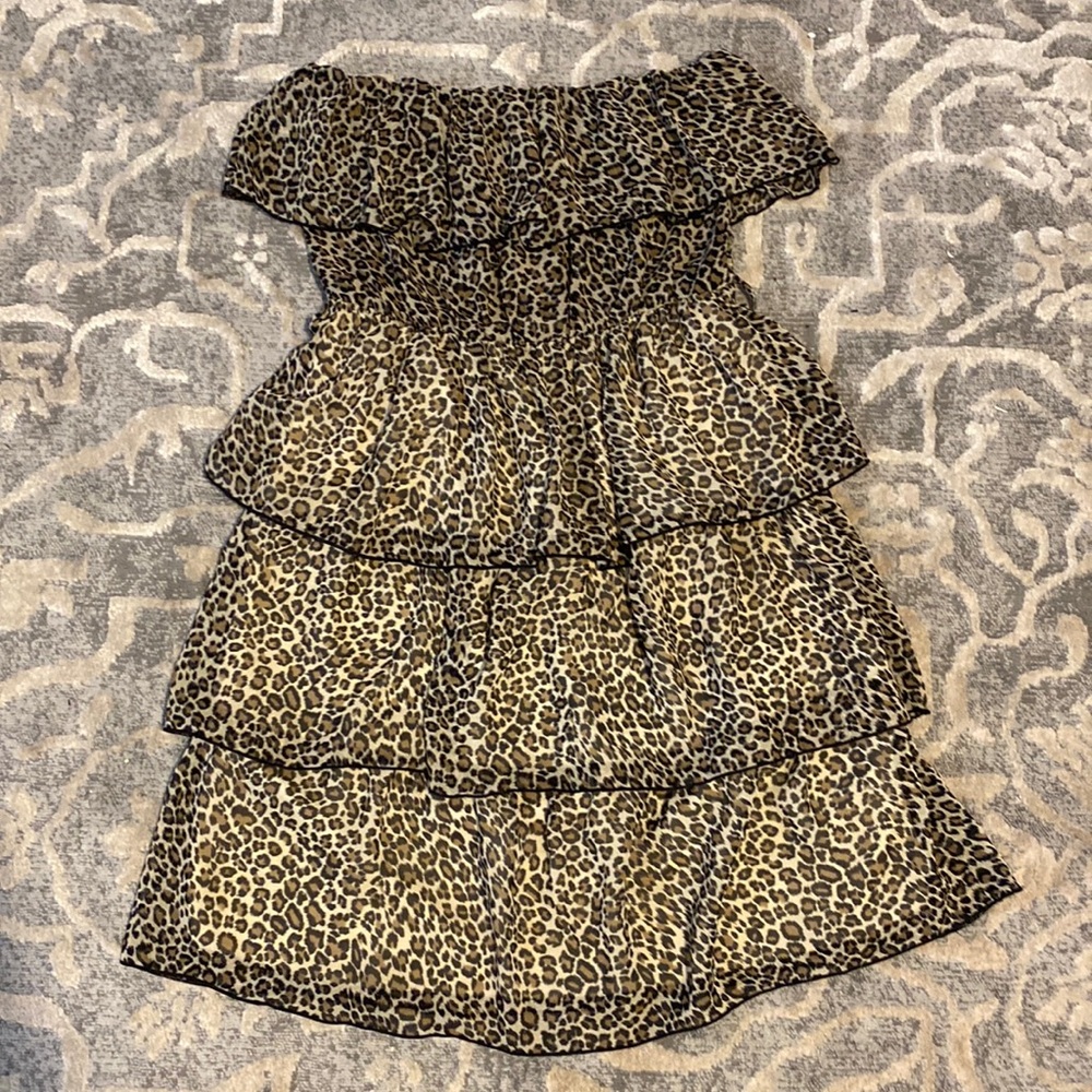 Leopard strapless mini dress